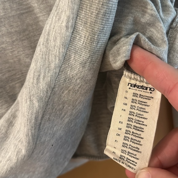 Naketano Brave New World Cowl Neck Hoodie Shirt Sweatshirt Gray Size Large - Picture 8 of 12